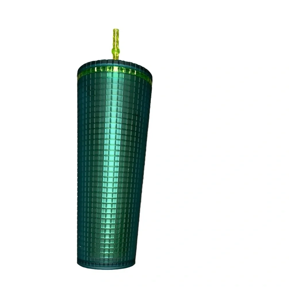 Starbucks 2022 Green/Blue Grid Studded 24oz Tumbler Cup Mountain Dew cup